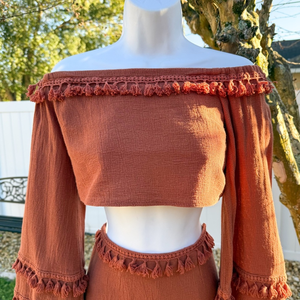 Native Daughters Rust Boho Two Piece Set Off Shou… - image 3